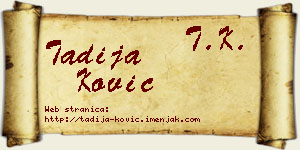 Tadija Ković vizit kartica